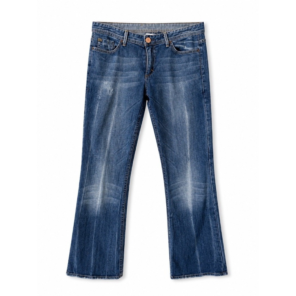 Armani Exchange Womens Bootcut Jeans Blue Distressed AX506 Size 8 Short